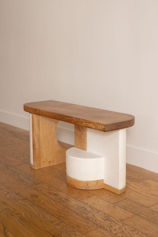 Strata Bench in White Plaster